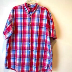 Jos. A Bank  Plaid Short Sleeve Button Down Shirt Men's XL